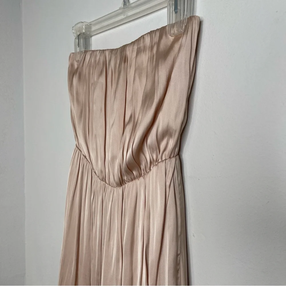 Lovers + Friends Night Lights Strapless Satin Midi Dress Champagne Sz XS Fairy - Picture 9 of 16